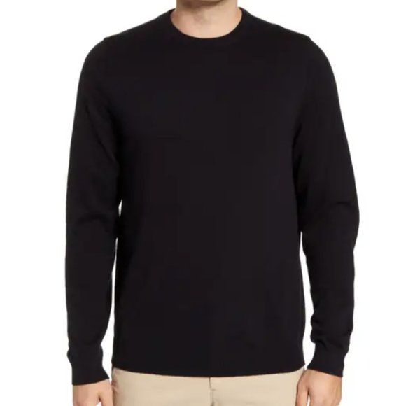 Nordstrom Men's Cashmere & Cotton Crewneck Sweater Size Medium Black - Picture 1 of 6